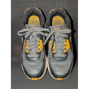 Nike Air Max 90 GS sneakers in black, gray, and yellow colorway size 6Y